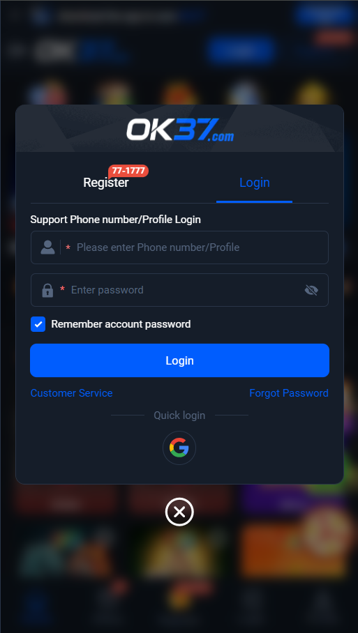OK37 Game Login